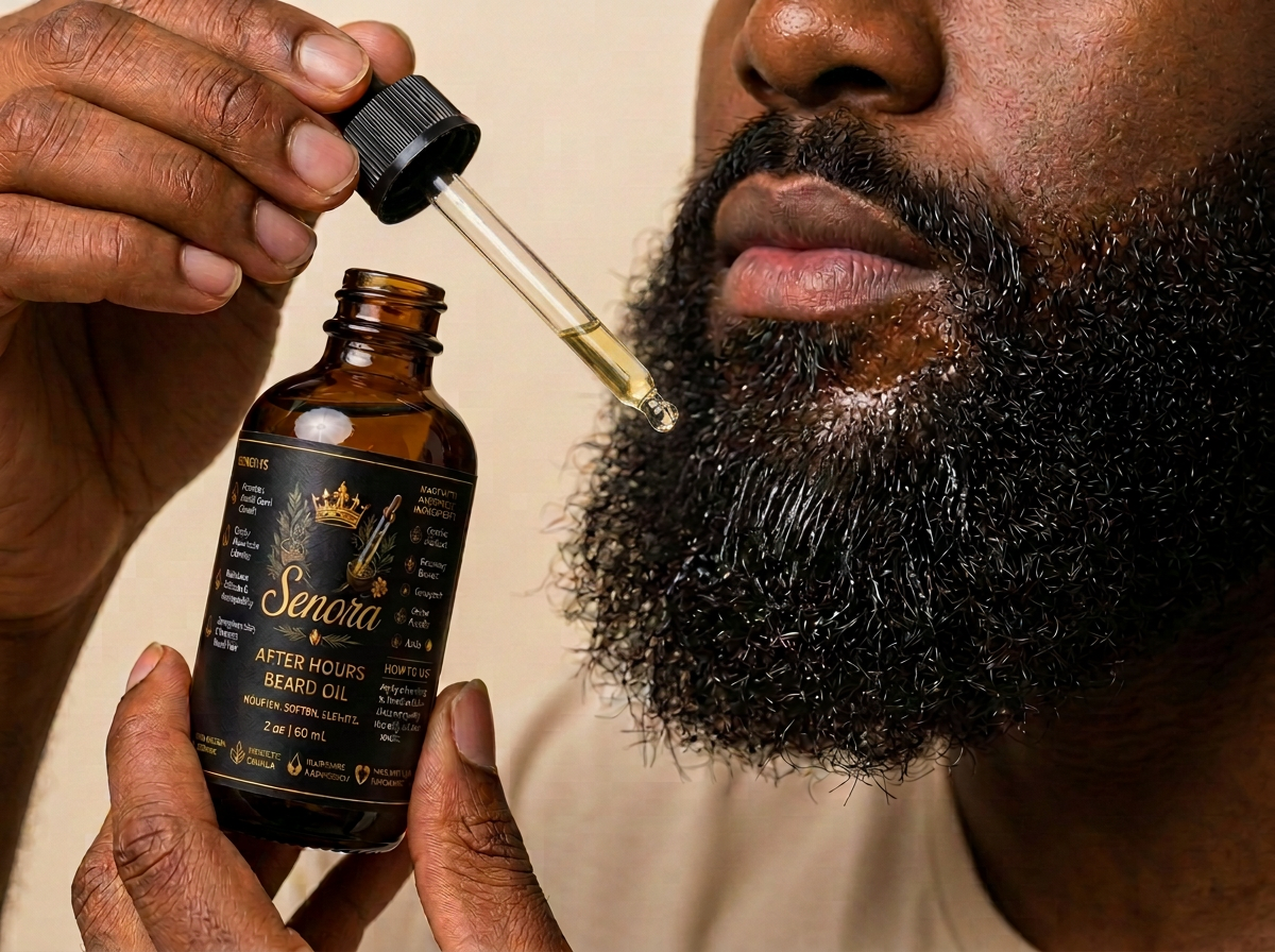 Señora After Hours Beard Oil being applied