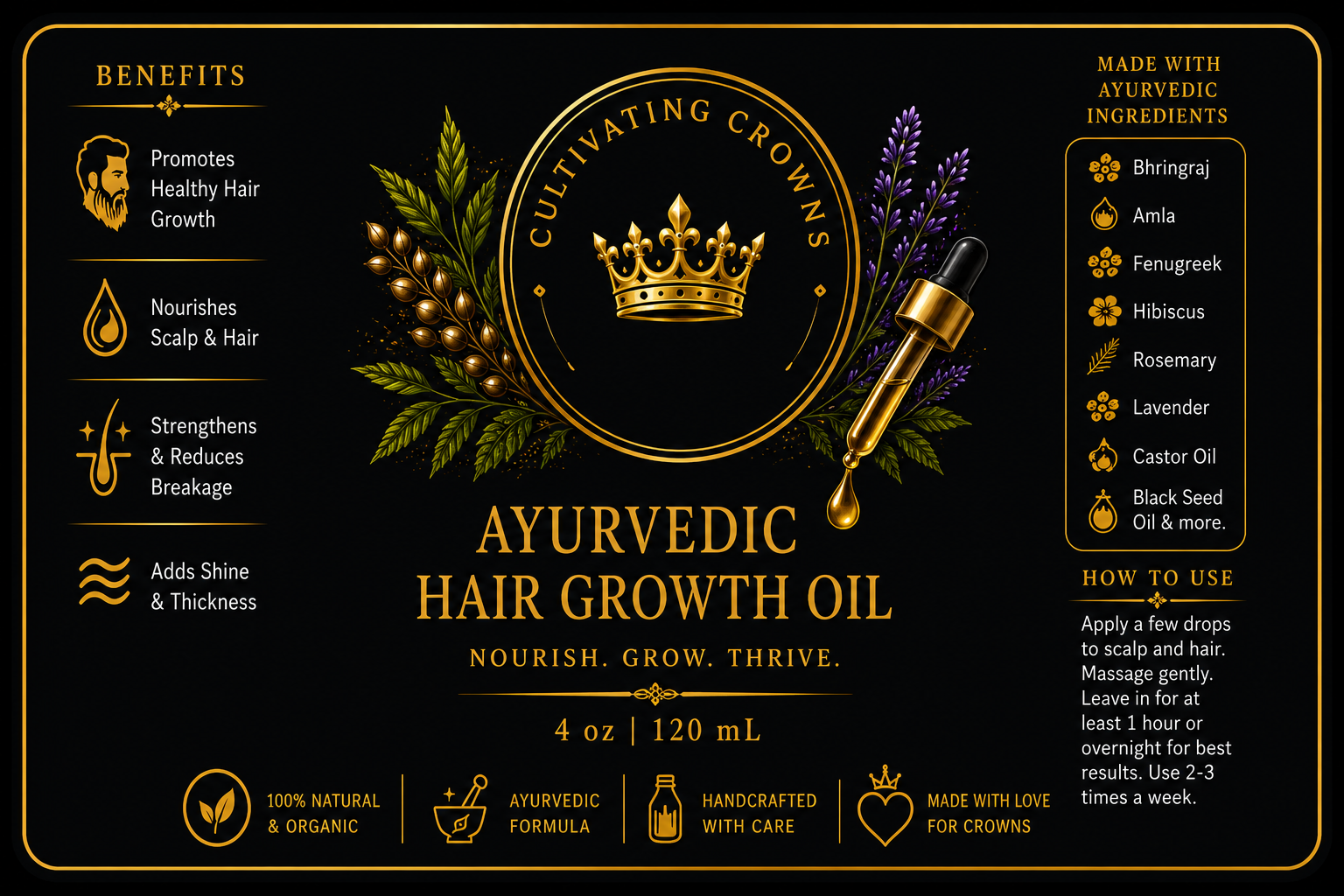 Ayurvedic Hair Growth Oil ingredient label